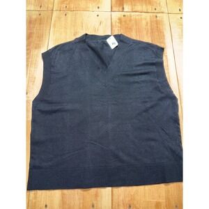 Terra & Sky‎ Women's Black Sleeveless V Neck Knit Sweater Vest Size 0X